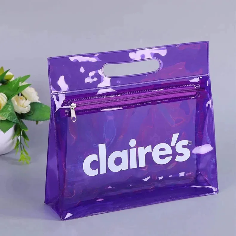 Travel Transparent PVC Toilet Cosmetic Bag Clear Make up Pouch with Zipper With Custom Logo