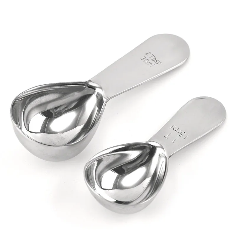Short Handle Scoops Custom High Quality Stainless steel Table Measuring Spoon 15ML 30ML Sliver Tea Milk Coffee Measuring Spoons