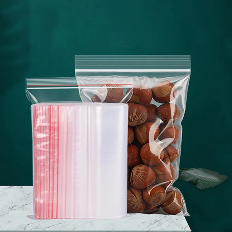 Resealable Small to Large Flat Food Packaging Clear Transparent PE Plastic poly bags Zip Lock Bags for packaging