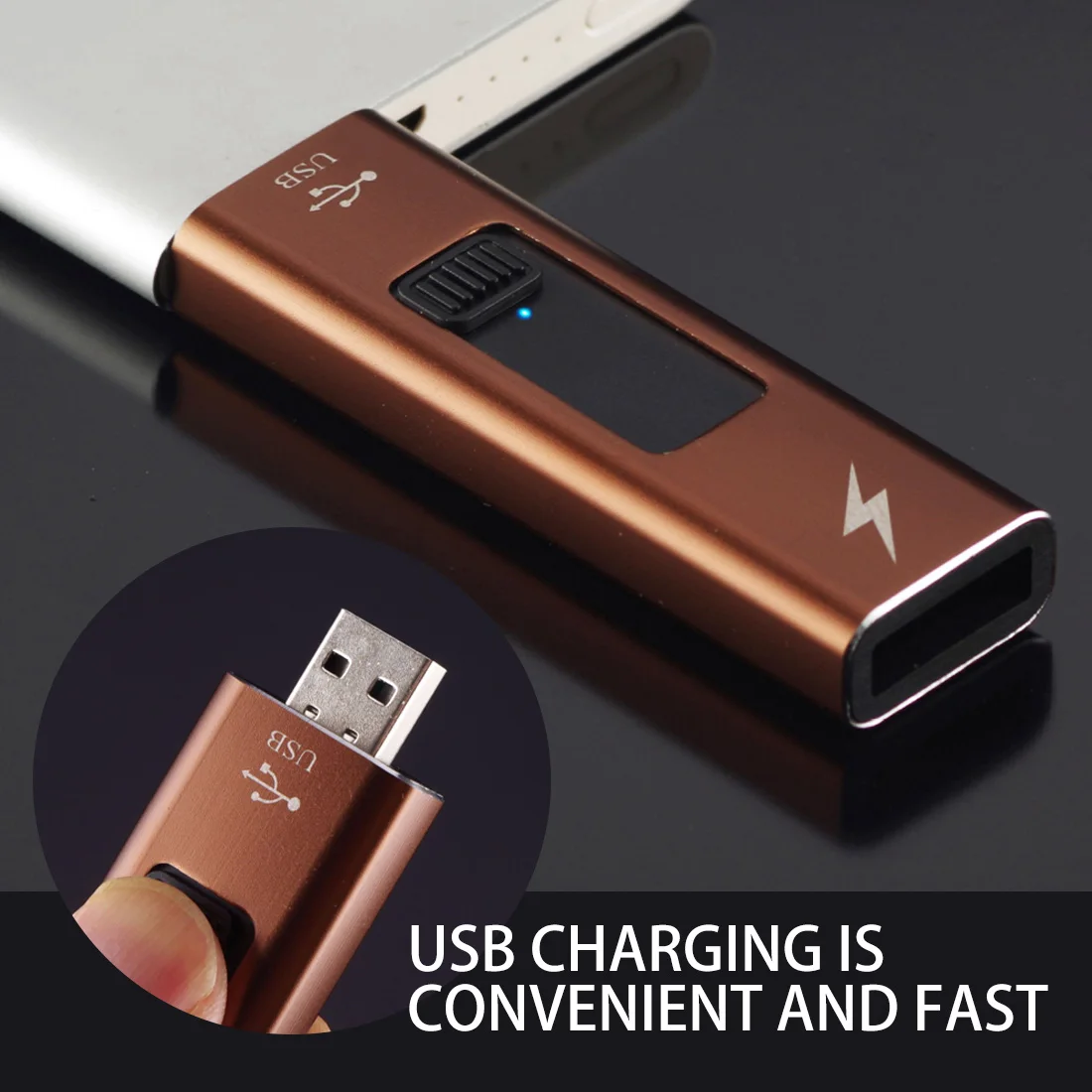 On Push Pulse Electric Arc Originality Gift Lighter Windproof Plasma Lighters Gadgets for Men Usb Charge Lighter