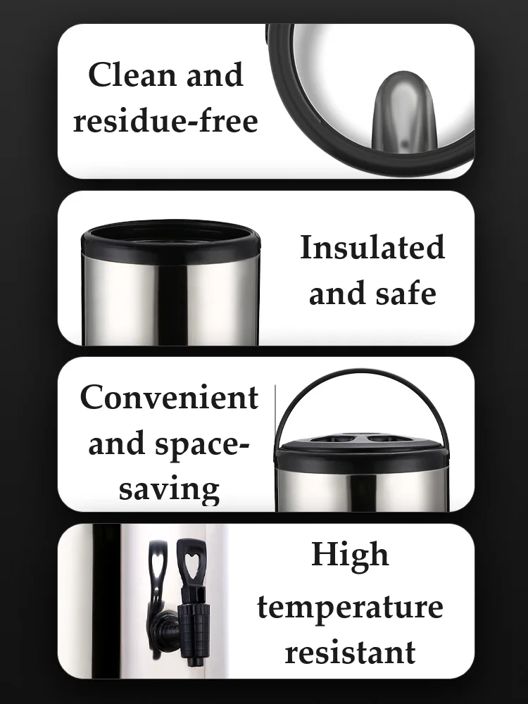 Hot Drink Dispenser Heated Water Buckets Insulated Tea Barrel Stainless Steel Milk Cans