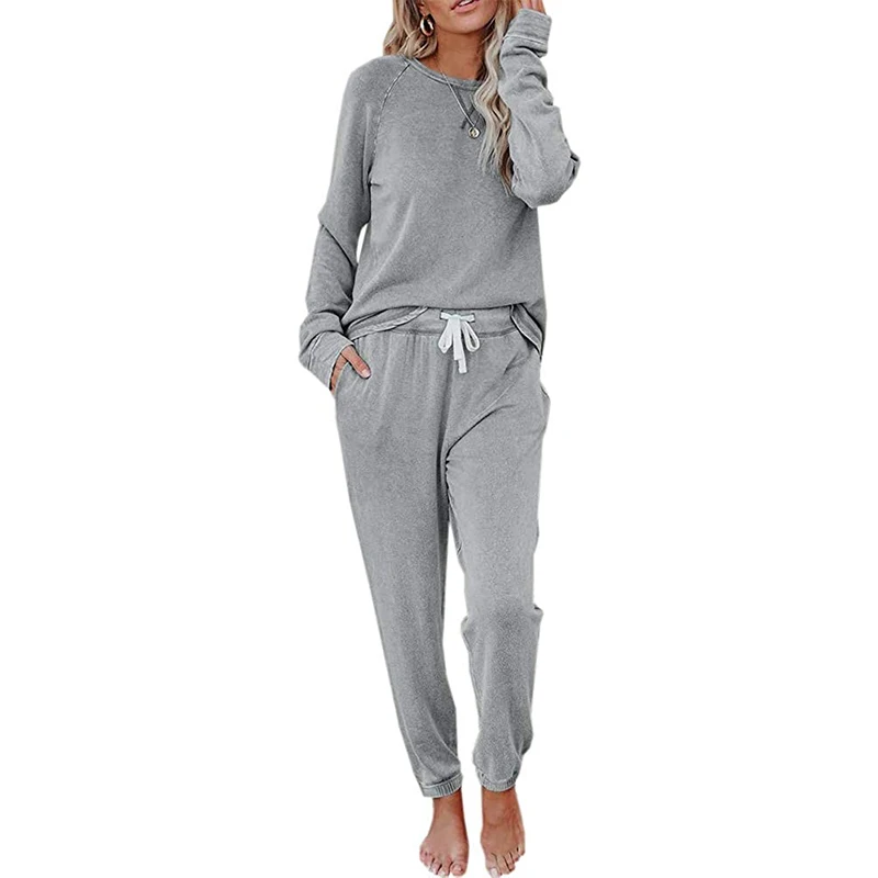Clothing Crop Top Hoodie Two Piece Sports Tracksuit Set 100% Cotton Plain Tracksuits For Women