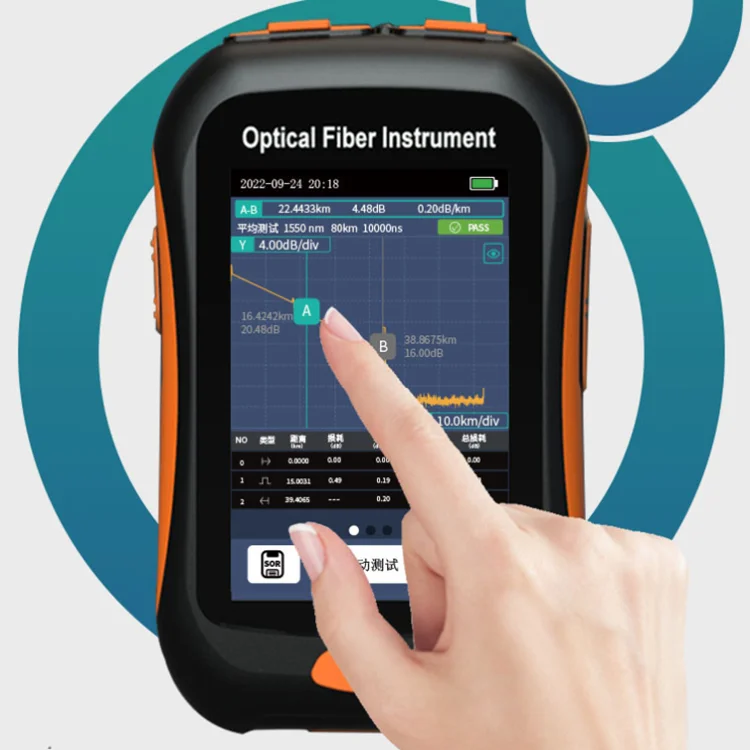 Mini OTDR Fiber Optic Tester Fiber Testing 1550nm 20dB Optical Fiber Reflectometer Touch Screen OPM VFL OLS