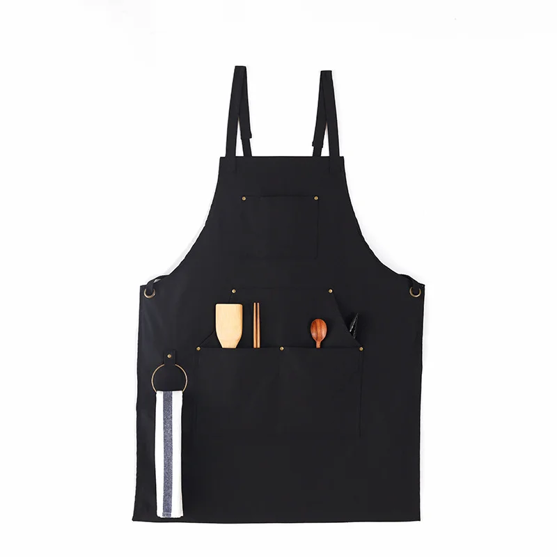 Leather Canvas Kitchen Aprons for Woman Men Chef Stylist Apron Grill Restaurant Bar Shop Cafes Beauty Nails Studios Uniform