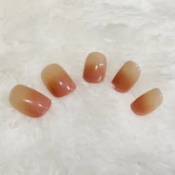 Peach ombre natural breathable nails full cover high quality design box packaging nail tips