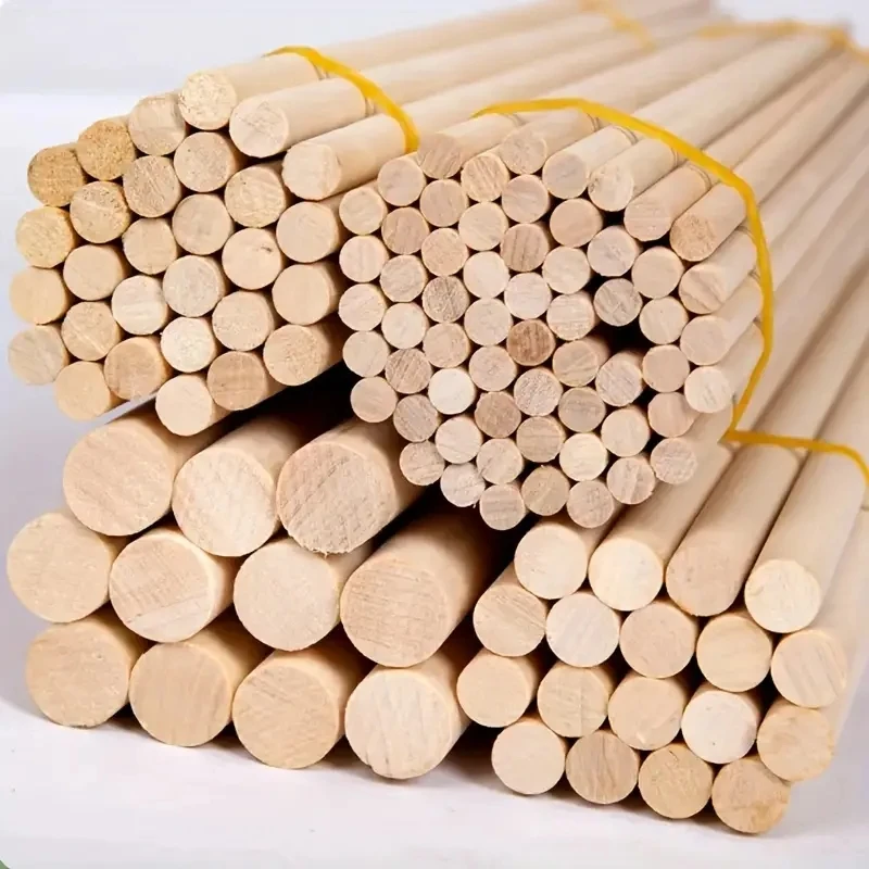 Factory Supply Natural Round Wooden Craft Sticks Wood Dowel Rods Hard Wood Sticks for Arts