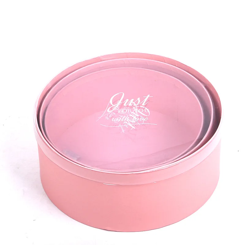 Newly Design Luxury 3Pcs/set Round Flower Box Preserved Flower Packaging Gift Box With PVC Window