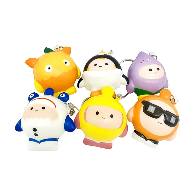 K285 Slow Rising Keychain Mini Cute Fidget Sensory Toy Soft Squeeze Animal Squishies Vending Capsule Toys For Kids