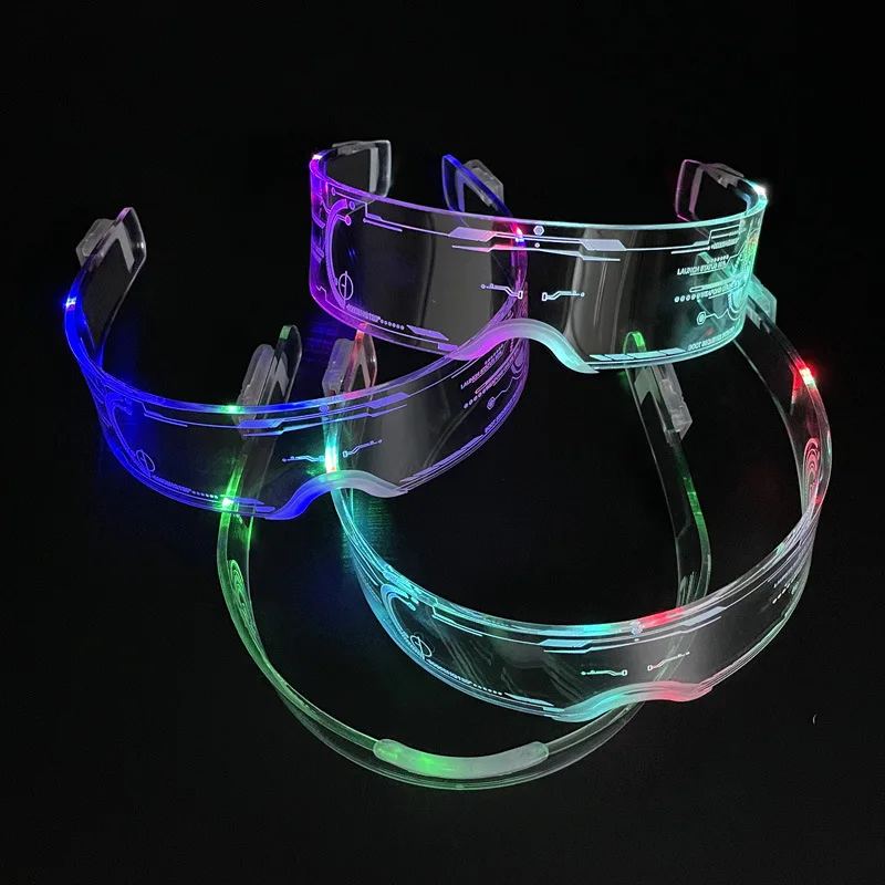 2023 LED light luminous glasses tide future technology sense vibrato with the same bar bounce flash charging glasses
