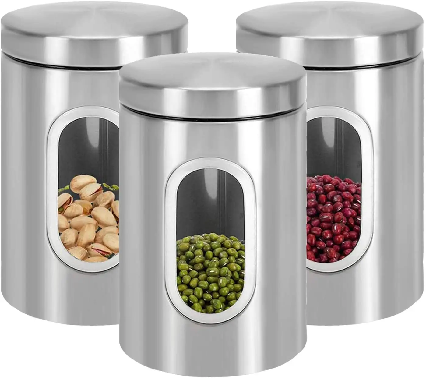 Stainless Steel and Glass Airtight Lid Canister 5kg Load Capacity for Storage
