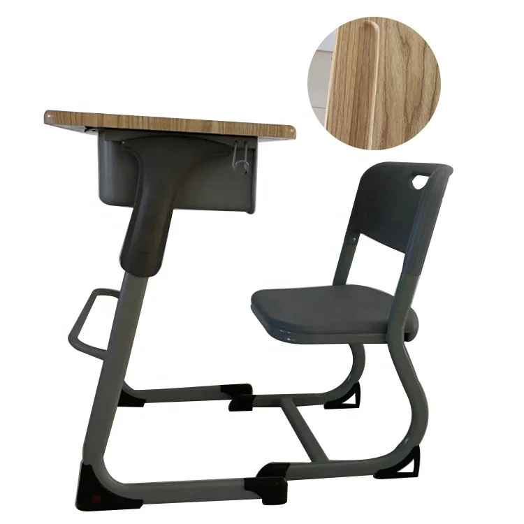 Colourful adjustable height desk 1 person school class room desk and chair