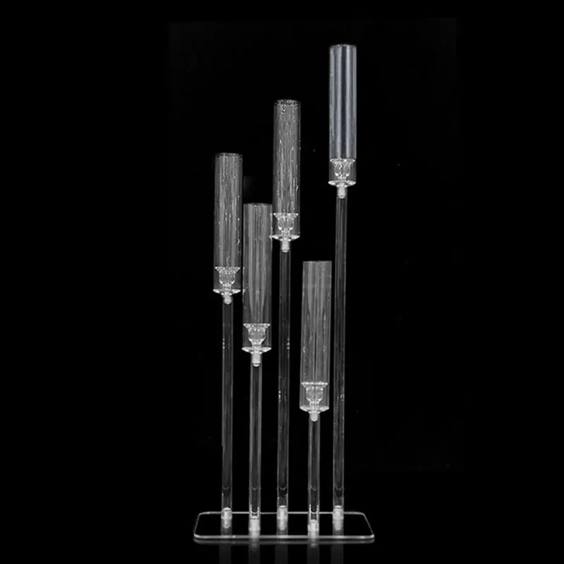 acrylic candle holders Clear Elegant candelabra 5 arm Only for LED Candles for Wedding Party Dining Table Centerpiece Decor