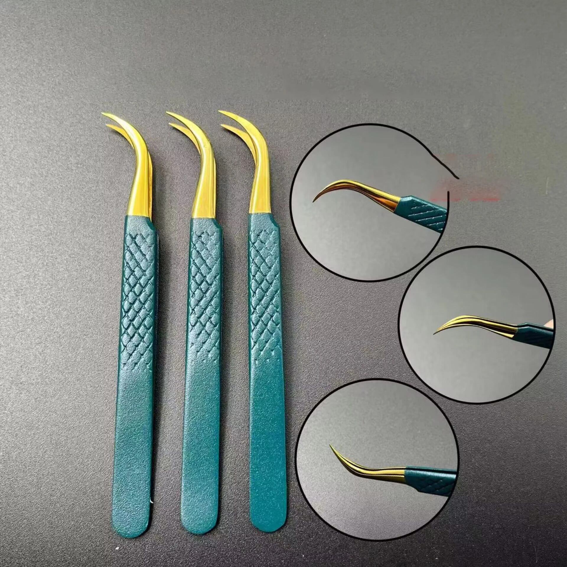 Print Logo Fiber Tip Eyelash Tweezers 45 75 90 Degree Grip Tweezers Custom Private Label Lash Extension Tweezers