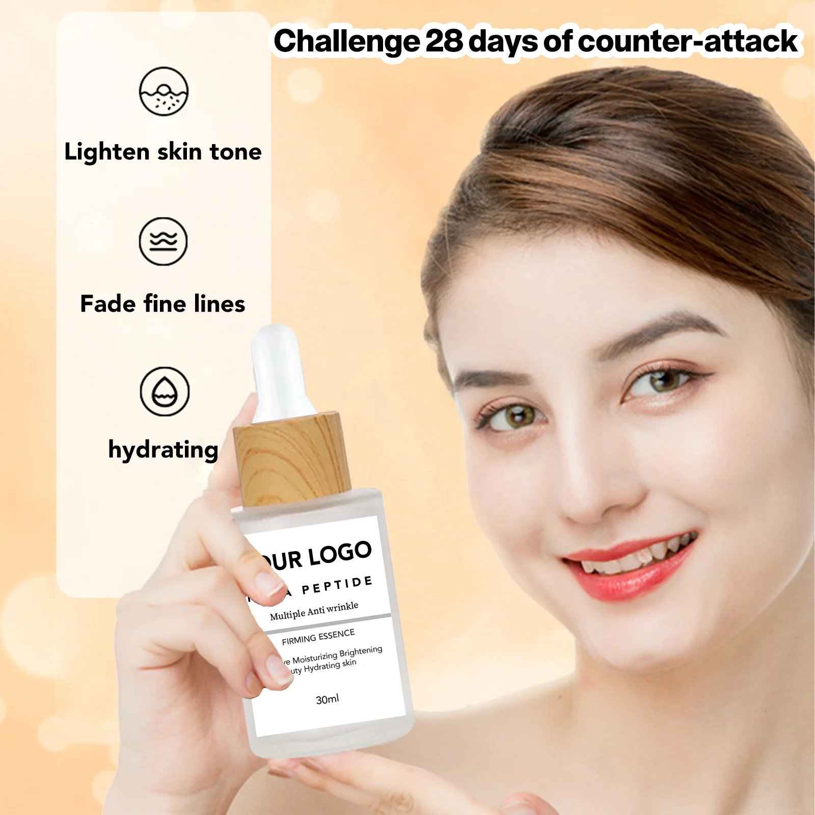 Skin Care Serum Glass Bottle Dropper 30Ml Facial Firming Anti-Wrinkle Facial Serum Hexa Peptide Serum