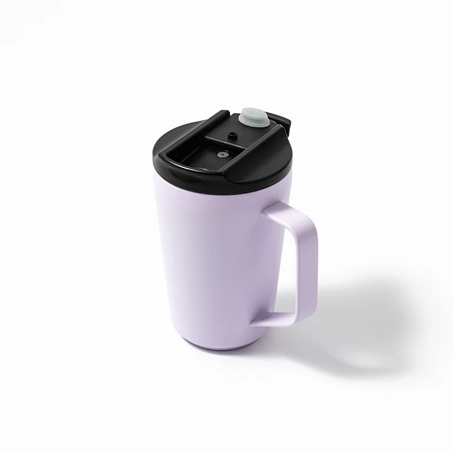 360ml 12oz lovers stainless steel coffee mugs thermos tea cup with handle vacuum cup with flip lid