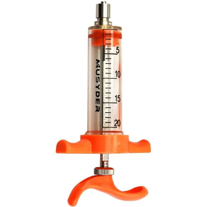 20ml Chicken  TPX  Injector Veterinary Orange Syringe Animal  Pig Vaccine Clear Scale  Injection Adjustment Syringe for Poultry