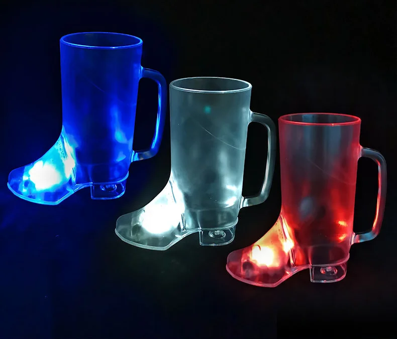 LED Light Up 16 oz Plastic Cowboy Boot Drinking Glass Cup for Birthdays Celebrations Home Barware