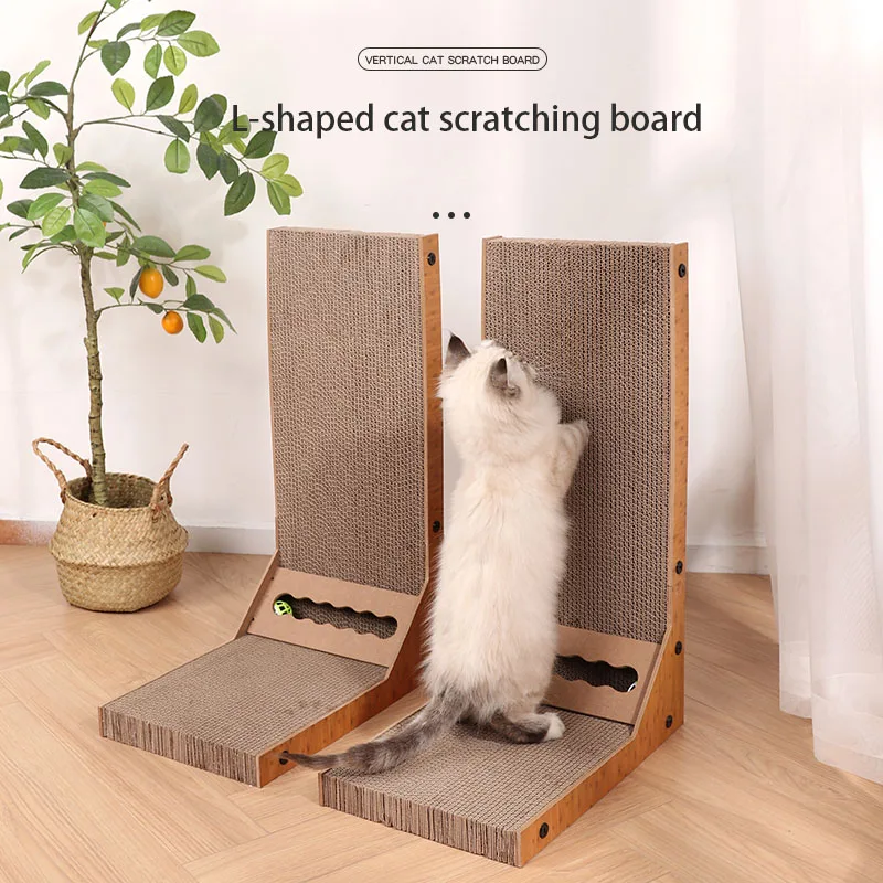 Relaxlines L-shaped Cat Scratcher Board Detachable Cat Scraper Post Grinding Claw Climbing Toy