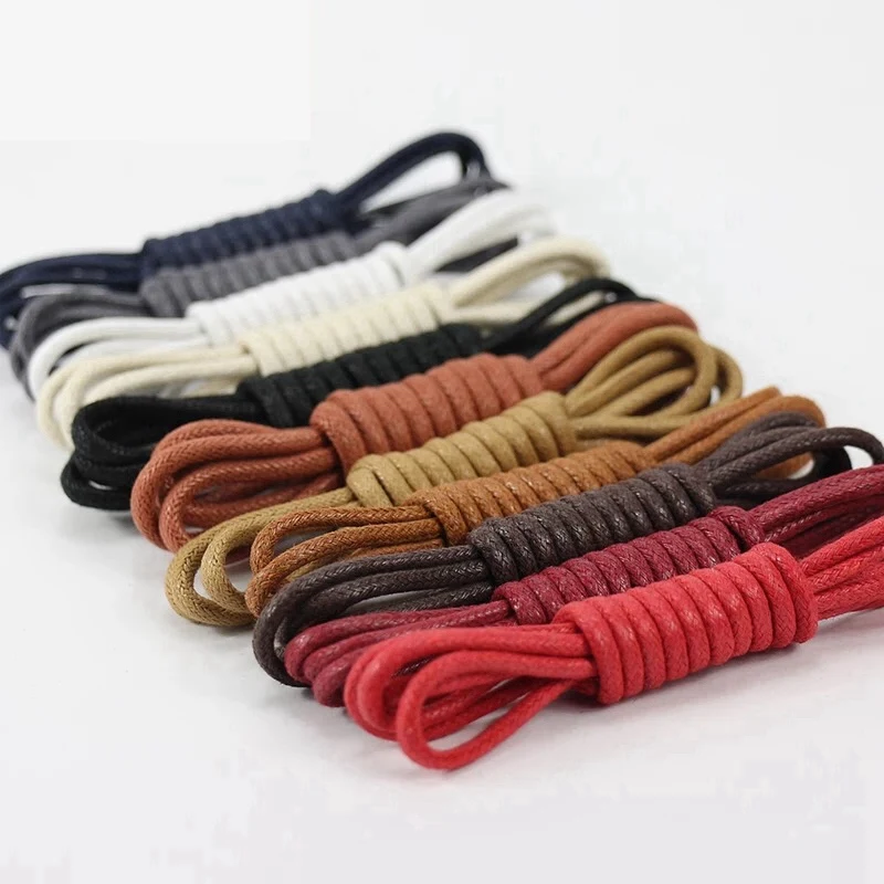 Leather Shoelaces Cotton Waxed Shoelaces Round Shoe laces Boot Shoes Laces Waterproof Leather Shoelace Strings