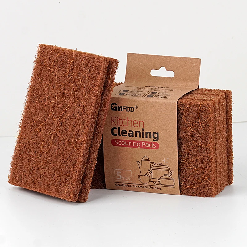New Design Sisal Scouring Pad Sponge For Dishes Cleaning Deep Brown Polishing Rust Removal Kitchen Wash Pot Stove Cleaning Cloth