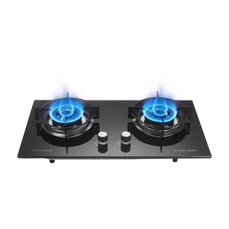 Tempered glass panel gas stove kitchen built-in gas hob double burner gas cooker hob