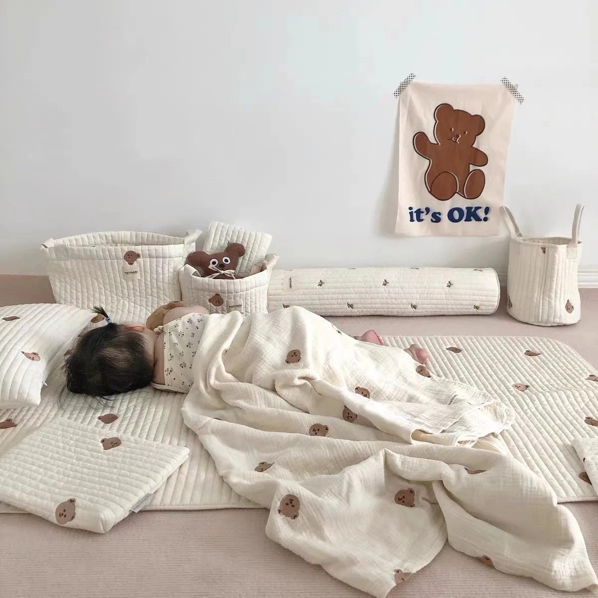 Cute style baby child newborn all cotton four layers gauze blankets air conditioning blankets squirrel  cabbage dinosaur tiger