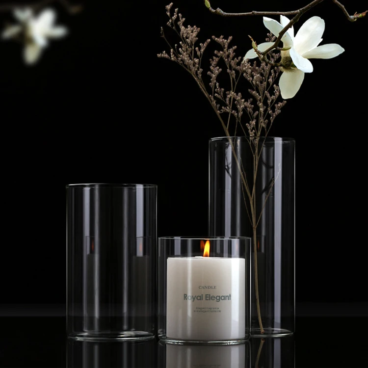 Ручная работа прозрачная боросиликатная стеклянная банка цилиндрическая для свечей