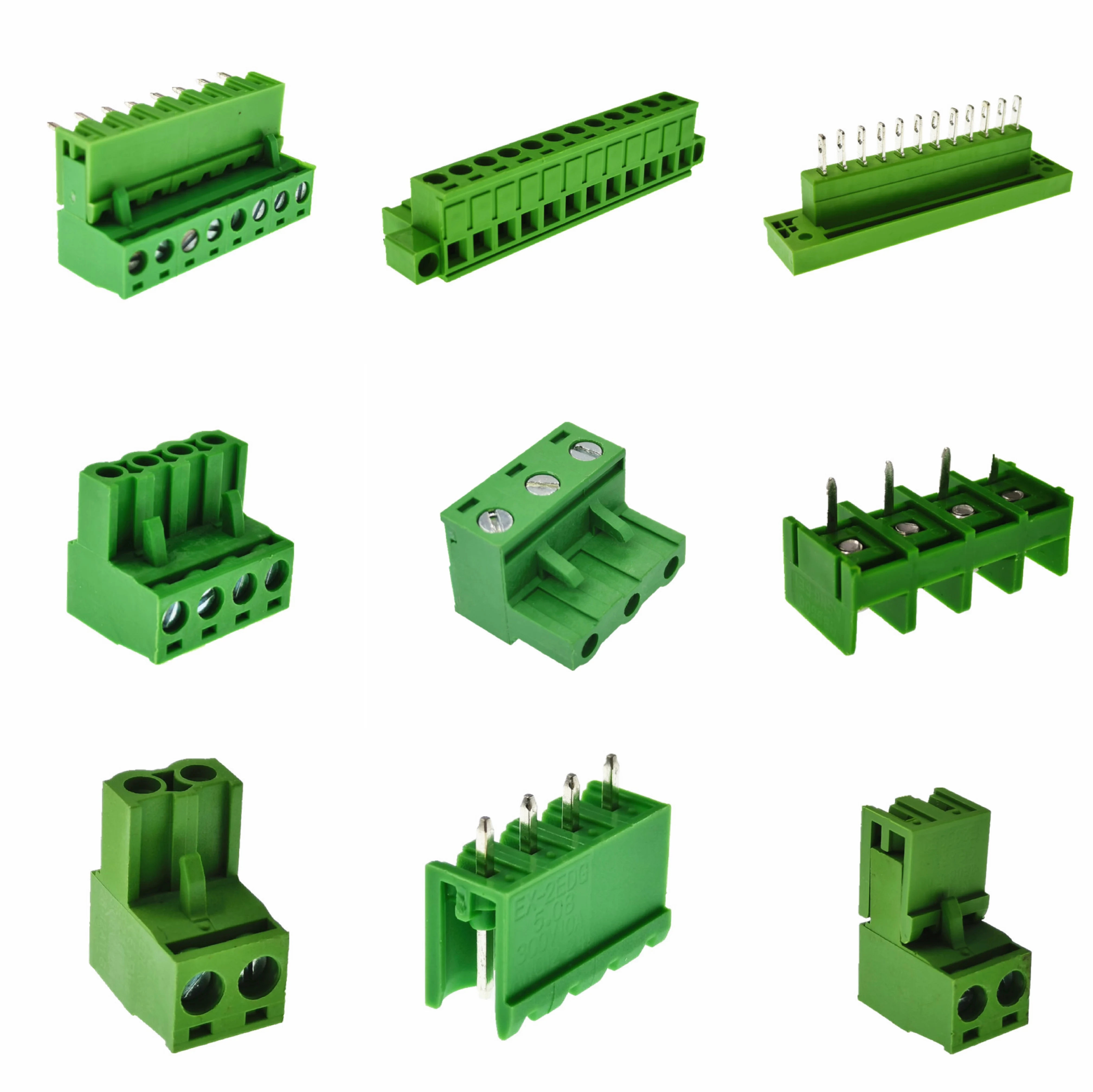  H128v 5.0 5.08 7.5mm Pitch Terminal Blocks Straight Angle Pluggable Screw Electrical Block Connector Wire To