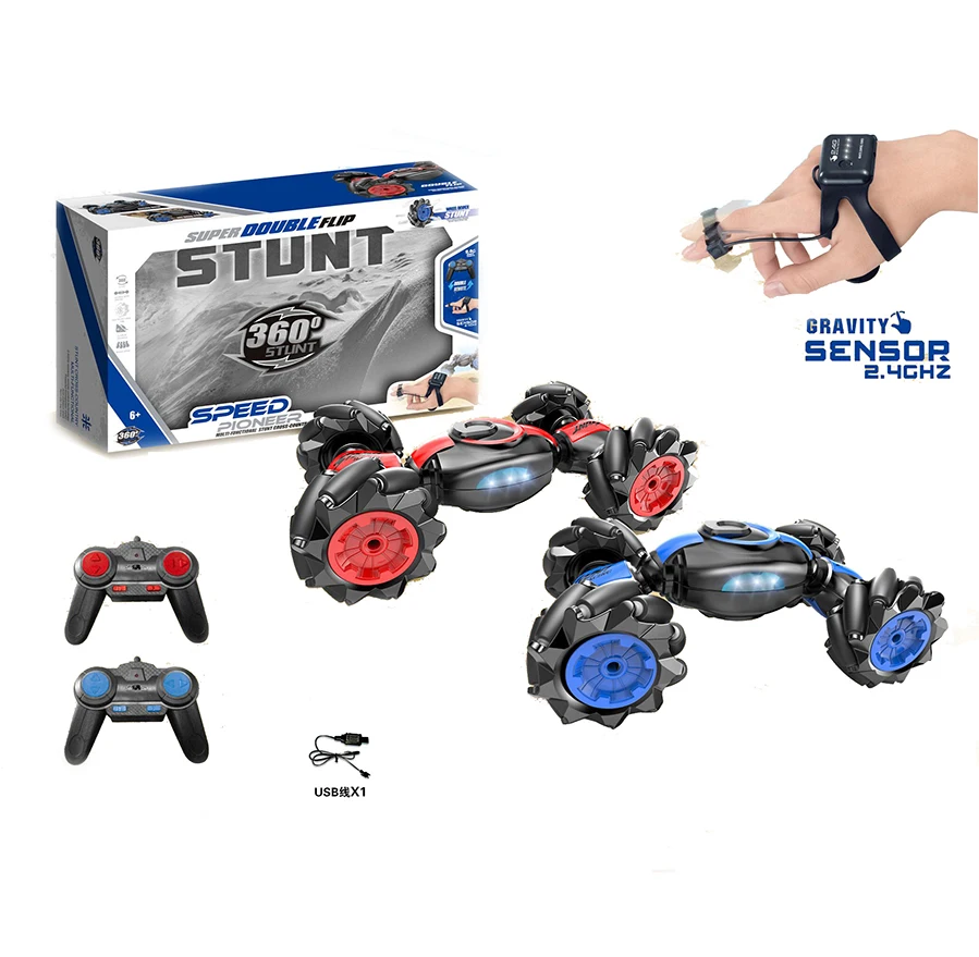 Watch Gravity Induction Gesture Remote Control Stunt Car Deformation Vehicle Toys Kids Side Walking Twisting Rc car For Kids