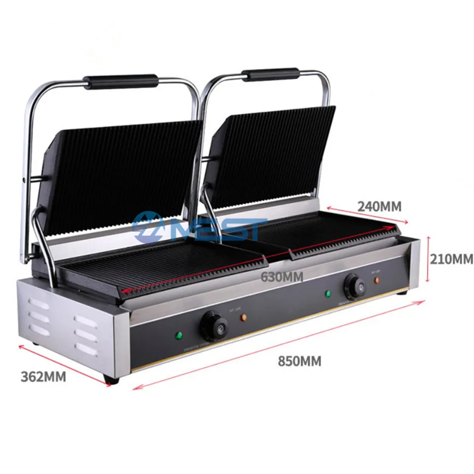 High Quality Commercial Desktop Grill Electric Sandwich Panini Maker Machine Double Plate Steak Frying Machine With CE For Sale