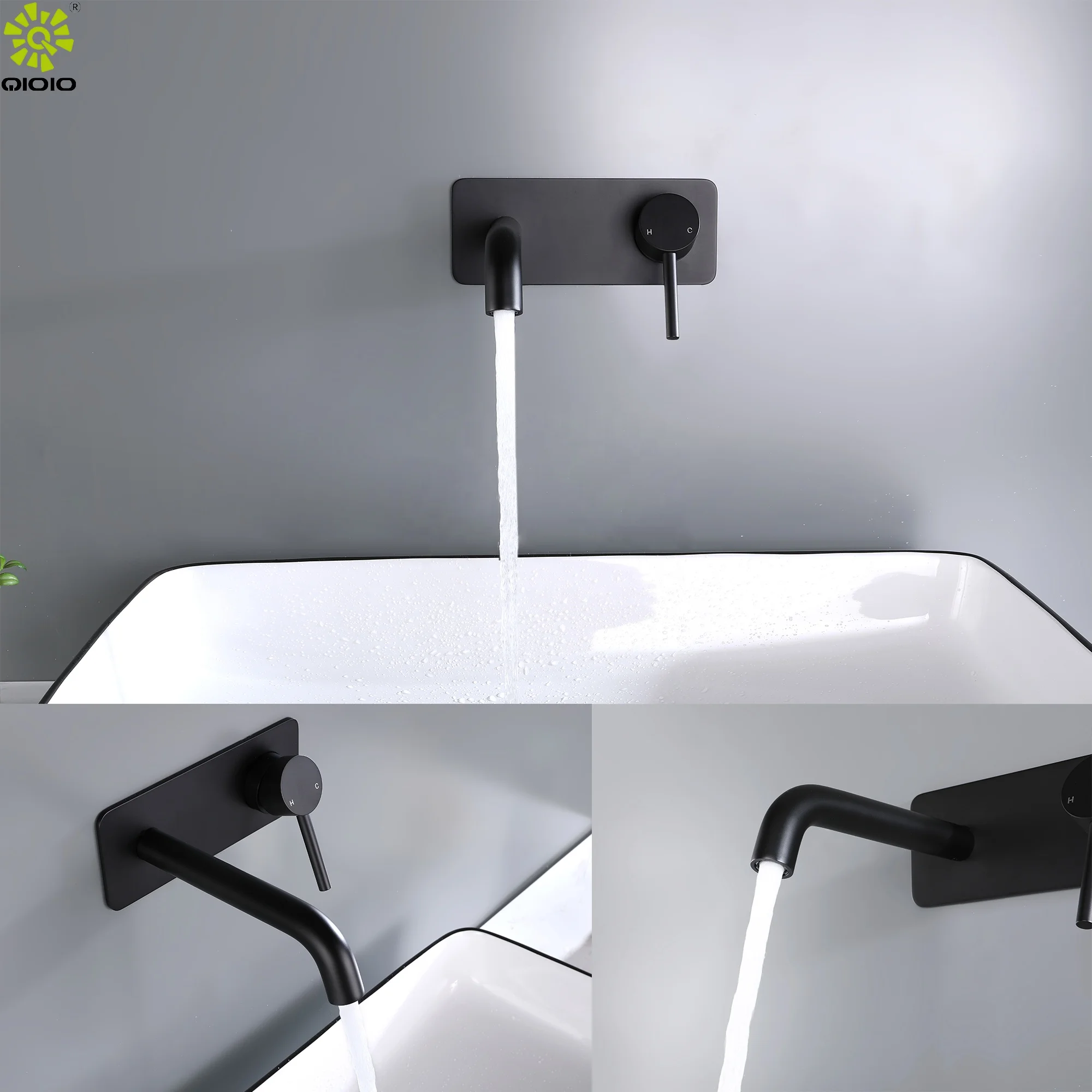 Europe style Bathroom faucet 304 Stainless Steel wall concealed basin mixer faucet