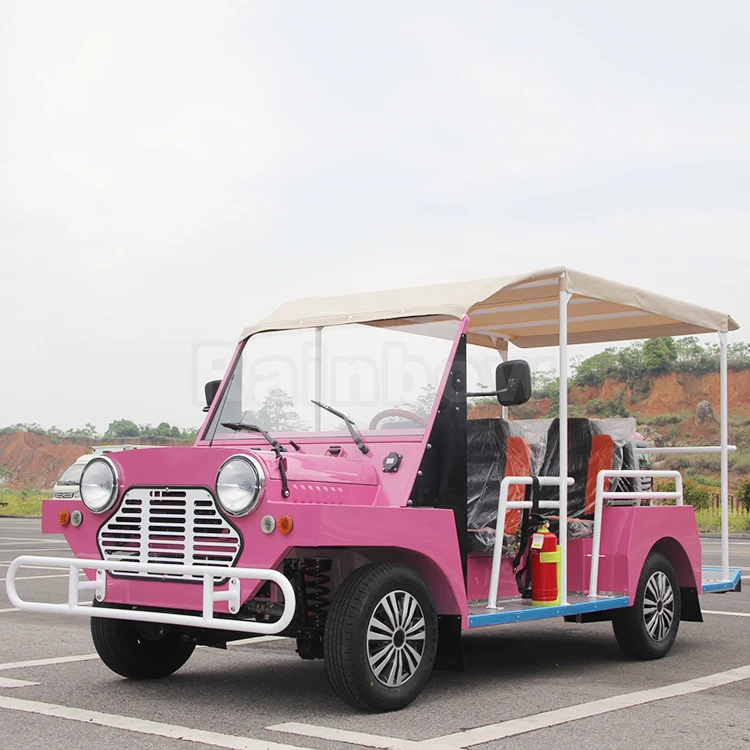 Cuteset pink color electric mini moke car for ladies travelling picnic beach tour car