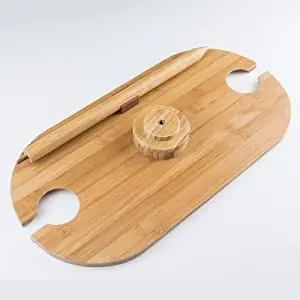 Outdoor Entertaining Holds 2 Wine Collapsible Table  Wood Table Wine Glass Holder picnic table with Ground Stake