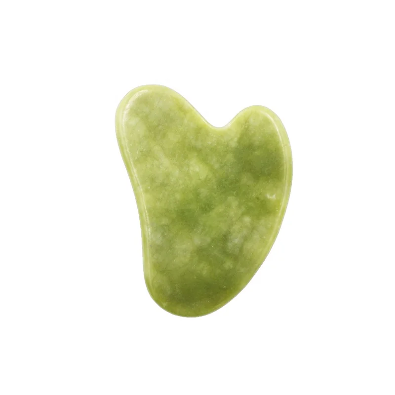 SFM Brand Hot Selling Green Jade Heart Shape Guasha Massager Home Use Gua Sha Stone for Facial Massage Custom Logo
