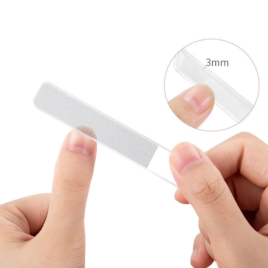 2 in1 Plastic Case Accept Custom Logo Crystal Material Nail Care Polishing Mini Nano Shiner Glass Nail File