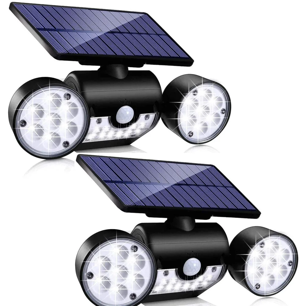 Waterproof Motion Sensor Solar Lamp Double Head Outdoor LED Solar Garden Light