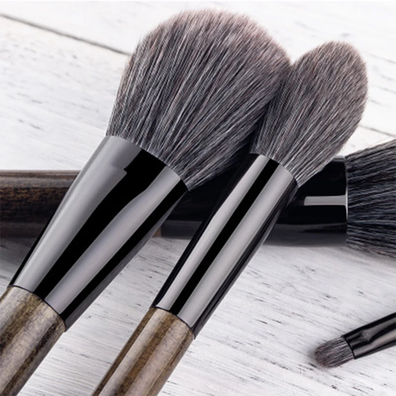 Nano Fiber Custom Logo Cosmetic Brushes Kit Personalized Makeup Brushes Set Gray Synthetic Hair OPP Bag +outer Bag HXT-097 15pcs