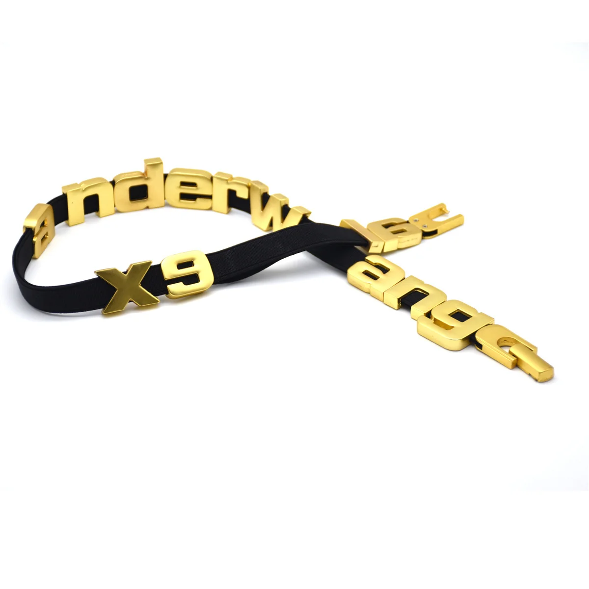 GRS certified metal alloy letters charms  gold plated with hollow for bag straps webbing new design