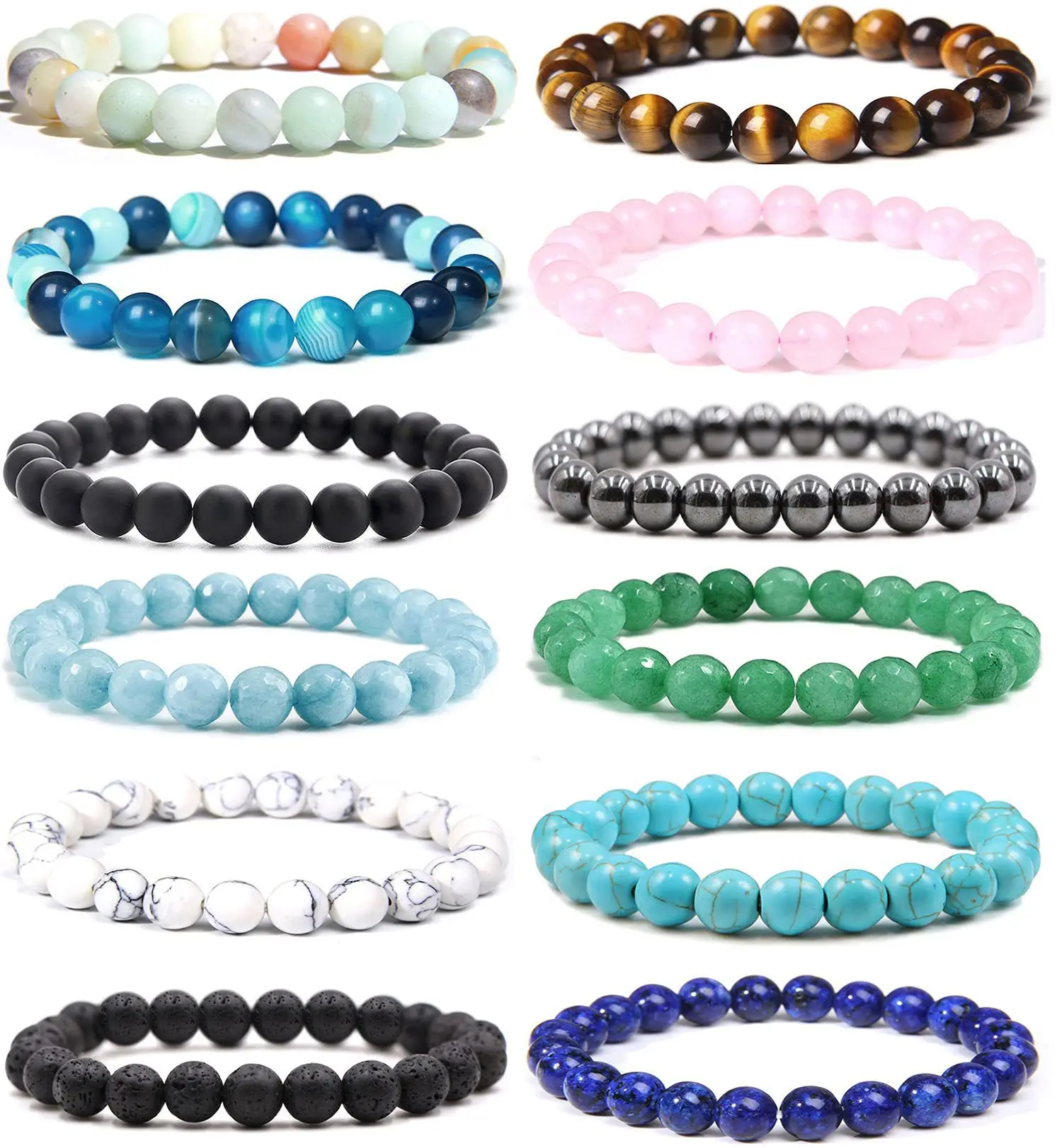 ZheHu 8MM Cheap Natural Stone Beads 7 Seven Chakra Amethyst Bracelets For Woman Yoga Healing Gemstone Beaded Bracelets