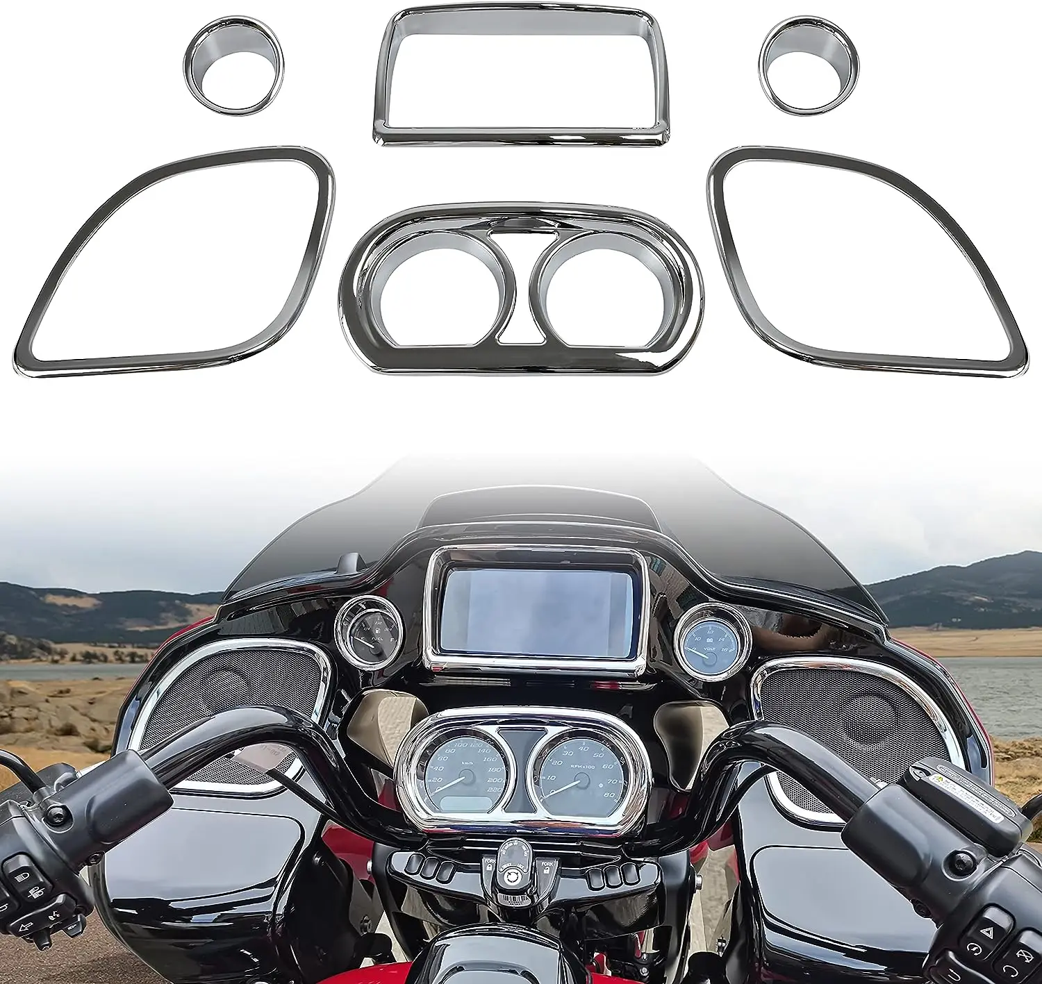 RACEPRO Motorcycle Chrome Inner Fairing Trim Speedometer Gauge Covers For Harley CVO Road Glide Limited Special Ultra 2015-2023