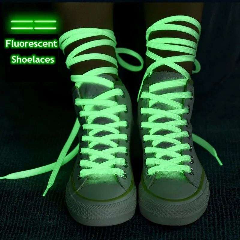 Logo Custom Luminous Shoelaces Flat Sneakers Canvas Shoe Laces Glow In The DarkNight Color Fluorescent Shoelace 80/100/120/140cm