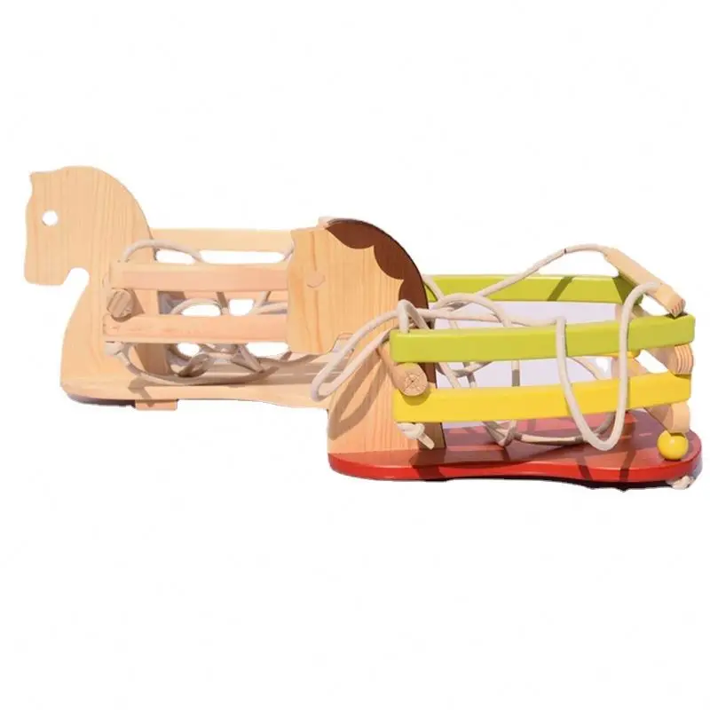 Outdoor garden toddler wooden horse baby swing with rope