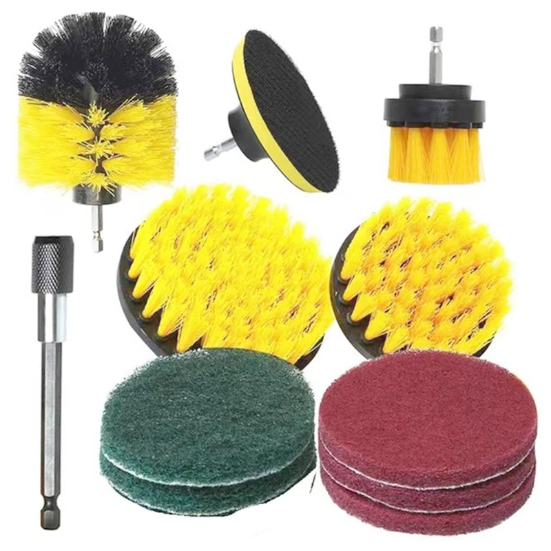 Electric Cleaning Brush Set of 4 Electric Drill Cleaning Floor Tile Car Wash Brush Multifunctional Kitchen Brush with Long Rod 1