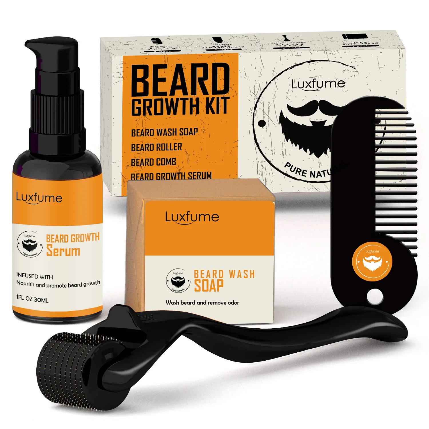 
Beard Growth Kit 2021 Amazon Best Selling 100% Organic Moisturizing Premium Beard Mustache Growth Beard Grooming Kit 