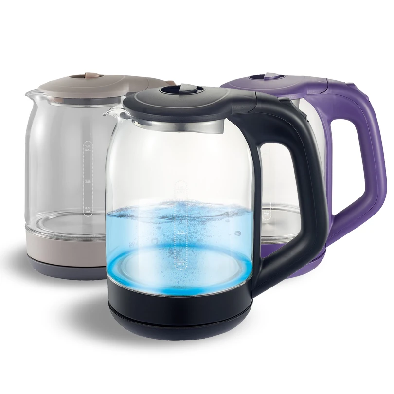 Wholesale 1.8L LED Light Rainbow Electroplate Kitchen Electric Kettle Glass