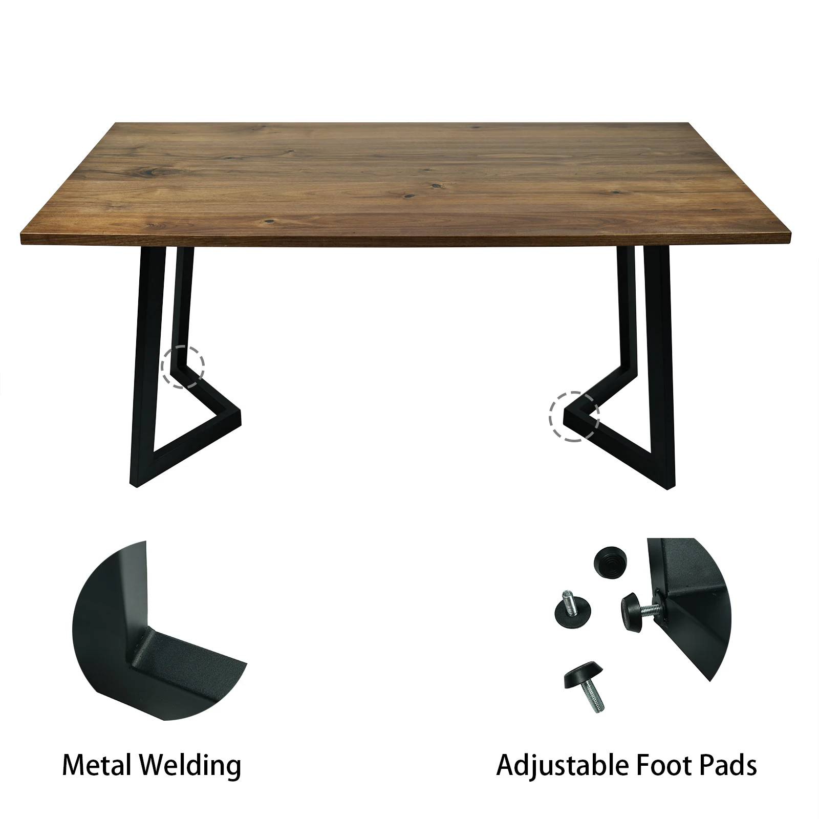 Обеденный стол из винированного черного ореха 30x48 дюймов с V-образными ножками