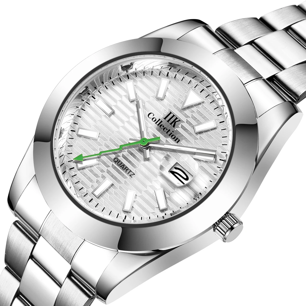 IIK GB860B 2022 New Green Dial OEM Custom Logo Men Watch Quartz Waterproof Calendar Steel Band Mens Watch