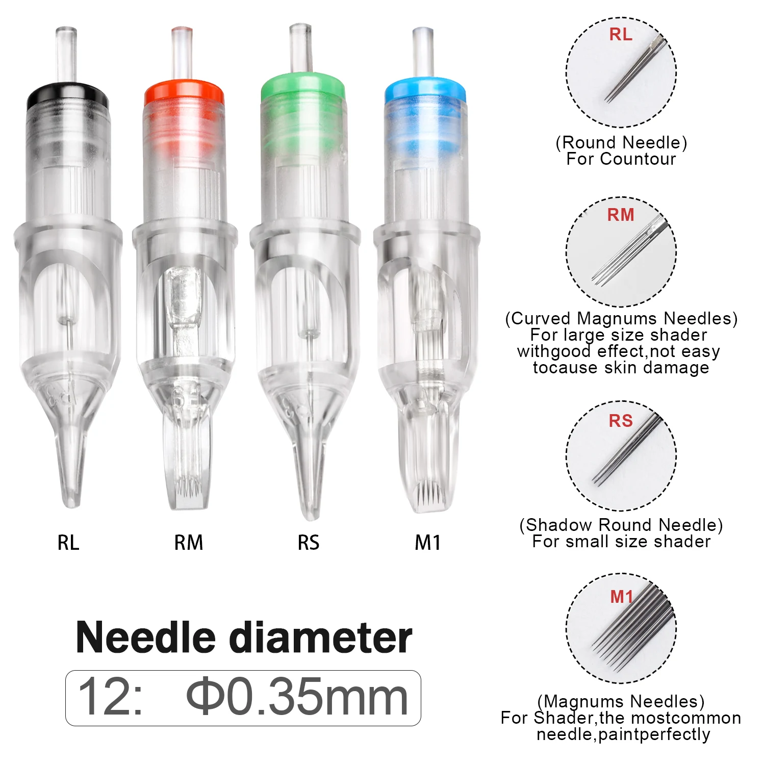 OEM/ODM  Tattoo Needle Tattoo Cartridges Needle 20pcs/Lot Disposable Sterilized Safety Needles for Tattoo pen