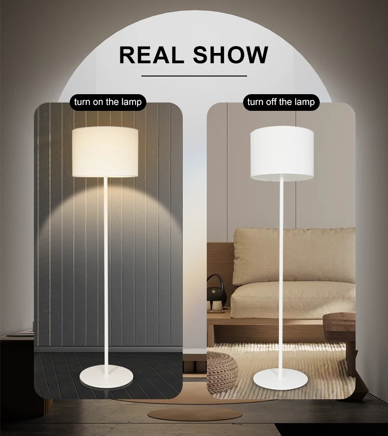 Factory Price flat pack Tall Standing Living Room Home Decor Hotel Led round fabric Floor Lamp