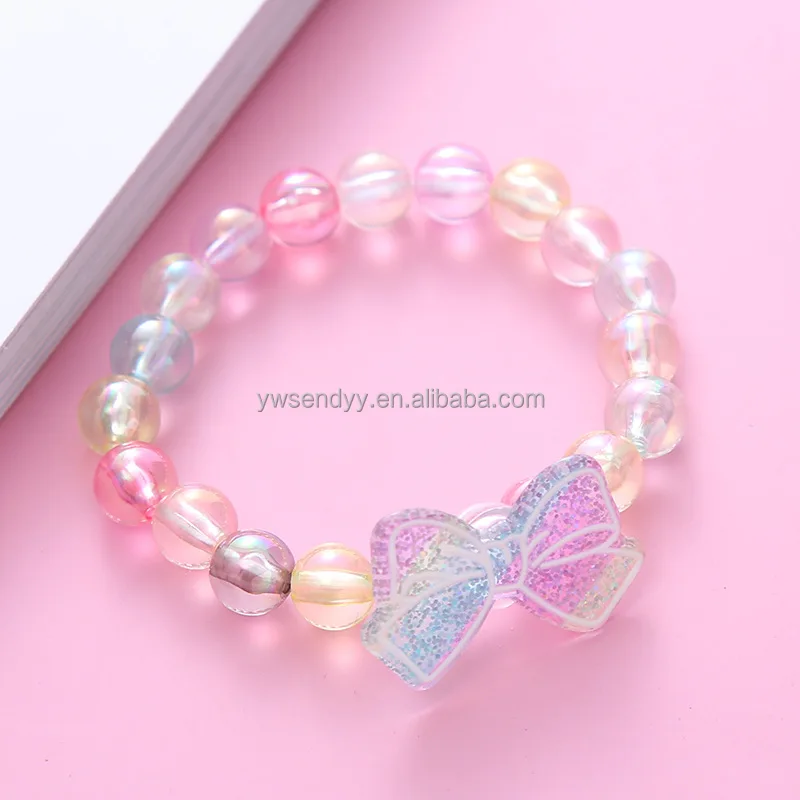 Wholesale Fashion kids Bracelets Bright Pink Acrylic Children Bracelets Cartoon Small Animal Beads Bracelets for Girl